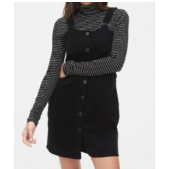 Gap Denim Corduroy Overalls Dress Black Size XL - Picture 1 of 10
